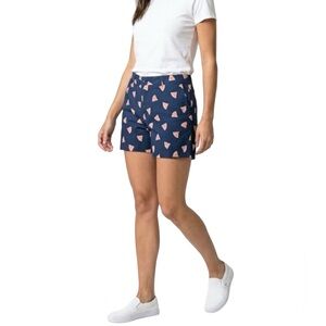 Caribbean Joe Navy Blue Preppy Shorts Watermelon Print NWT Size 14 19” Waist